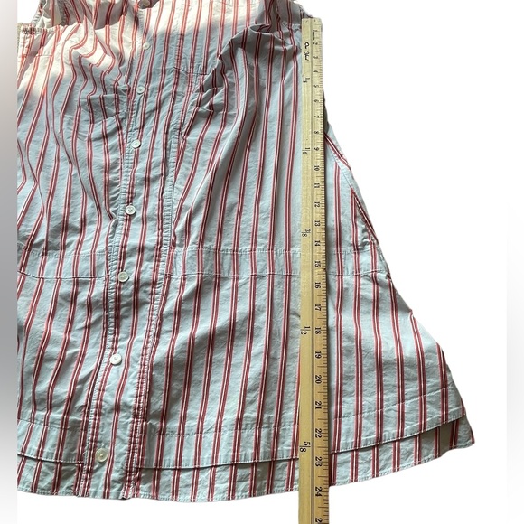 DEREK LAM 10 CROSBY Blue/Red Striped Dress Ruffle Shirtdress Sleeveless - Sz 16 - Picture 15 of 16